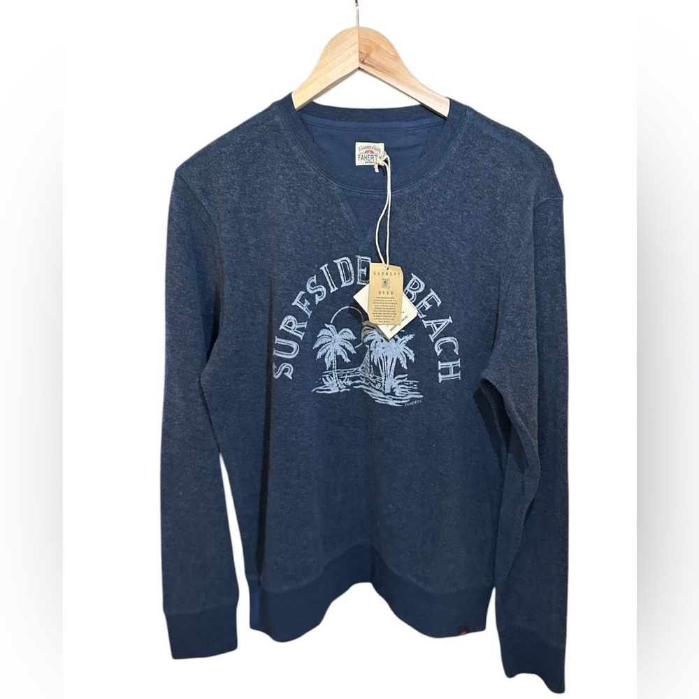 NWT Faherty Men Surfside Beach Fleece Crewneck Sweatshirt Medium Sea Navy $148